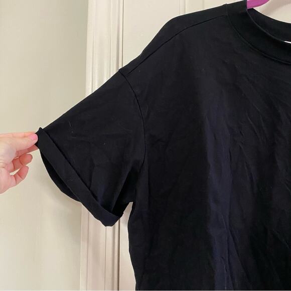 ABOUND • Black Core Crew Neck Cropped Short Sleeve Tee T-Shirt - Picture 4 of 6